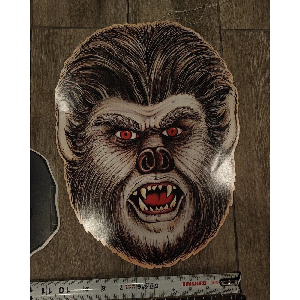 Vintage 1983 Beistle Co. Die Cut Double Sided Halloween Decoration Wolf Man